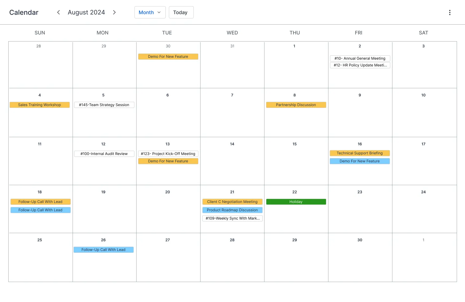 Calendar Booking page