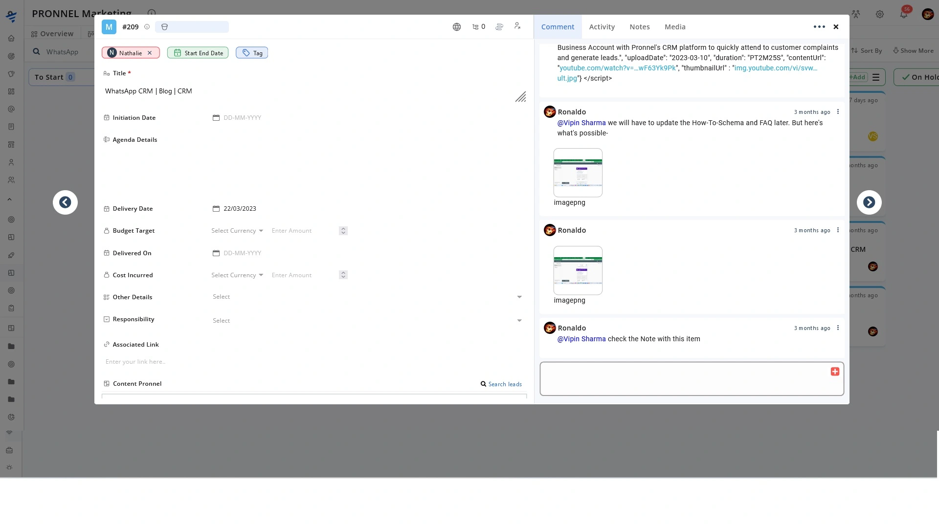 Commenting, Share Inputs on Tasks, Collaboration