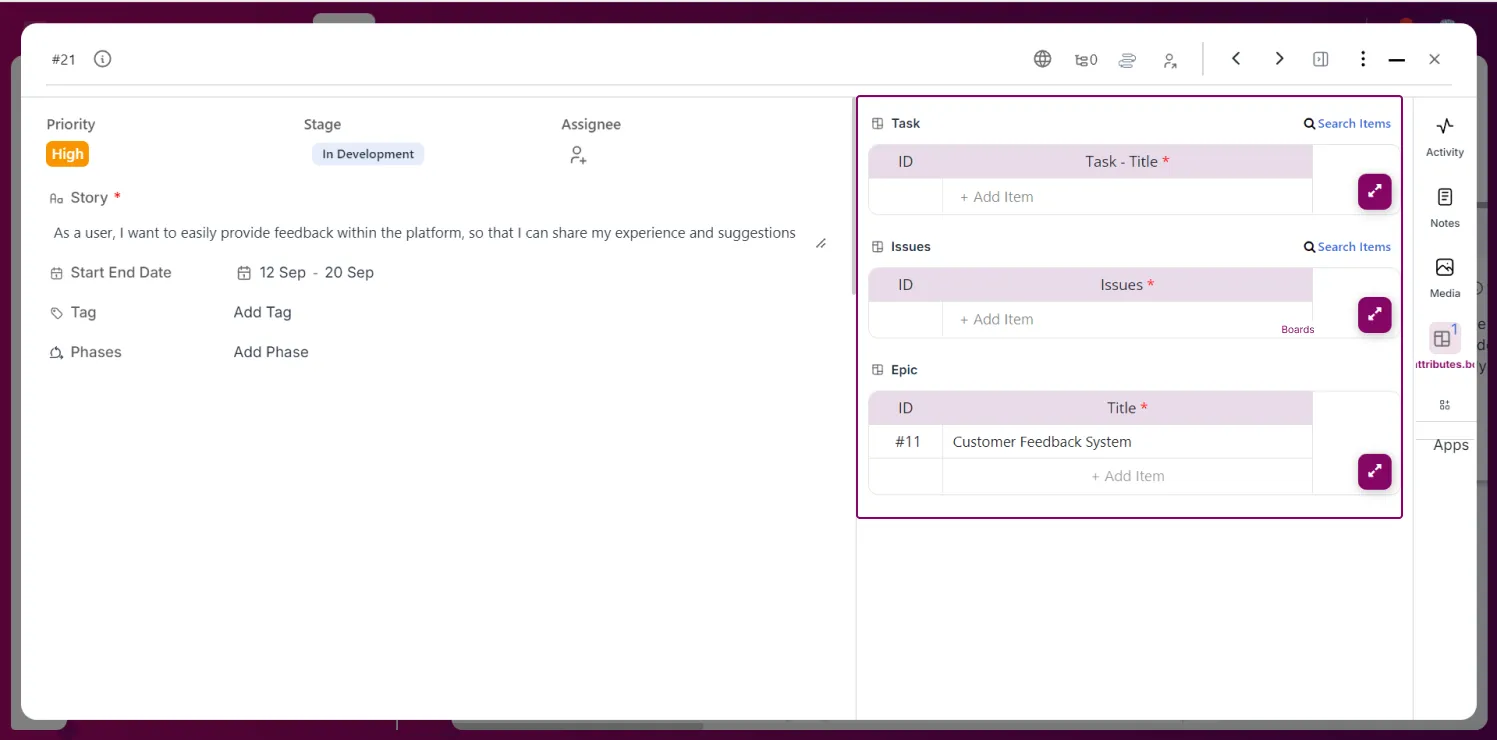 Connected Boards make it easy to build Agile Epic Story Task boards for easy work management.