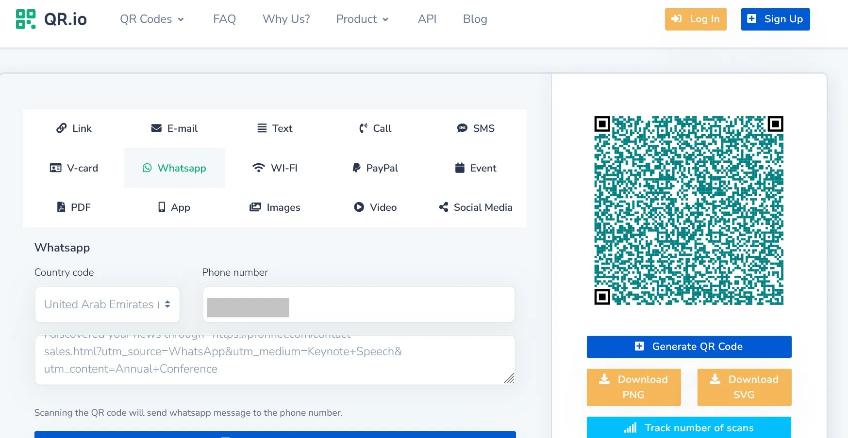 Tracking offline acquisition from WhatsApp with QR Codes and UTM Tracking.