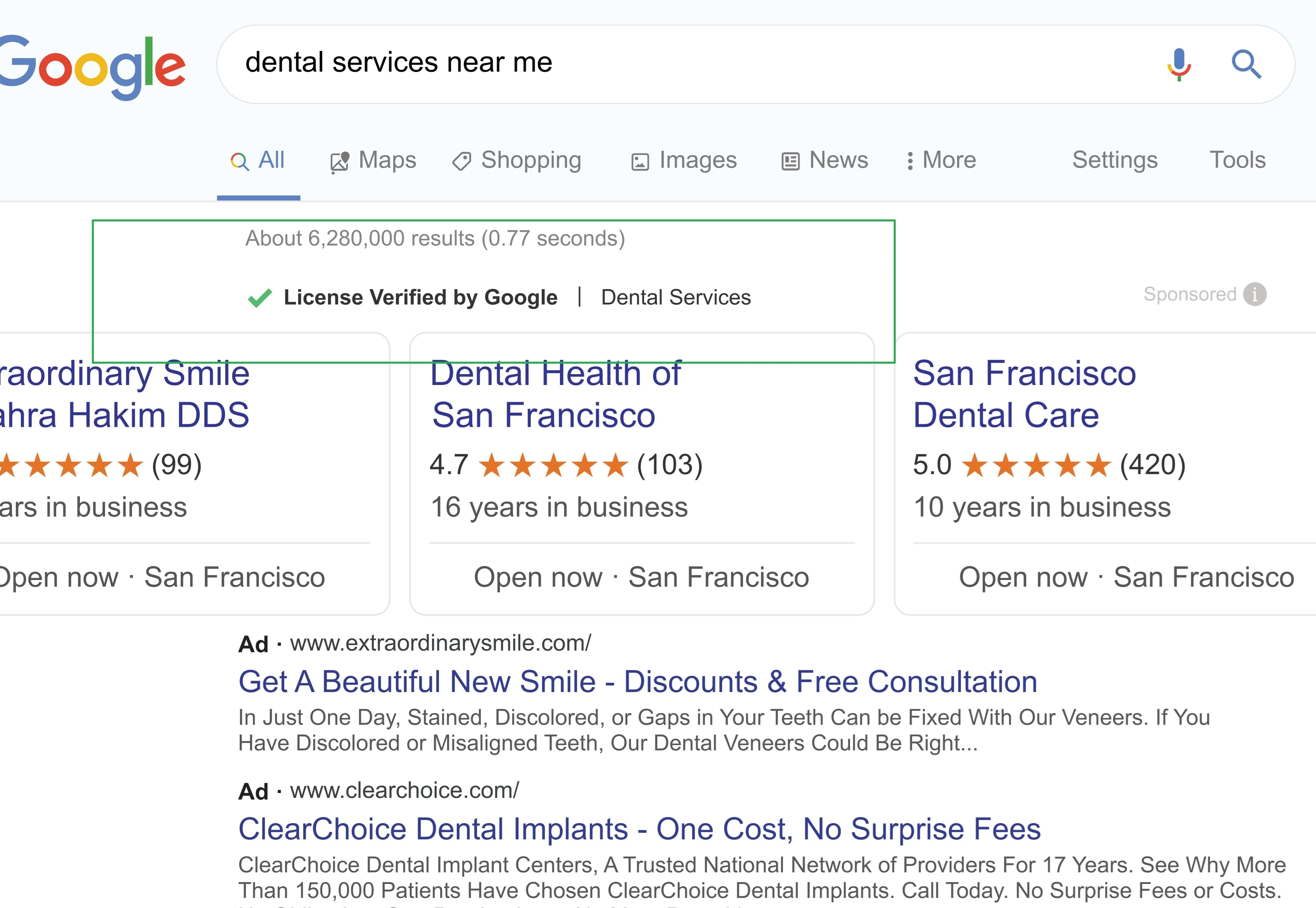 Google Local Service Ads for Healthcare professionals like doctors and dentists