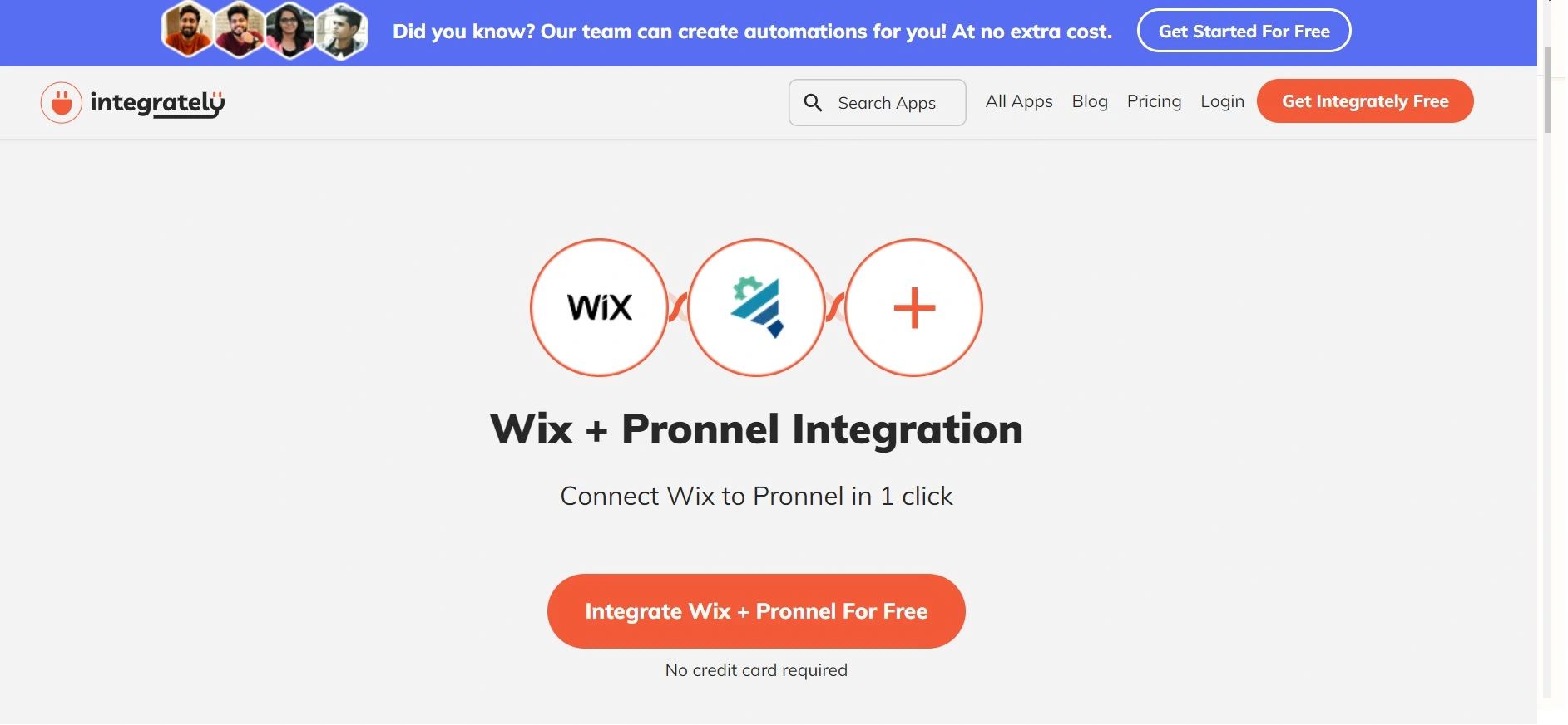 Single Click Integration of Your Wix websites forms with Pronnel CRM through Integrately.