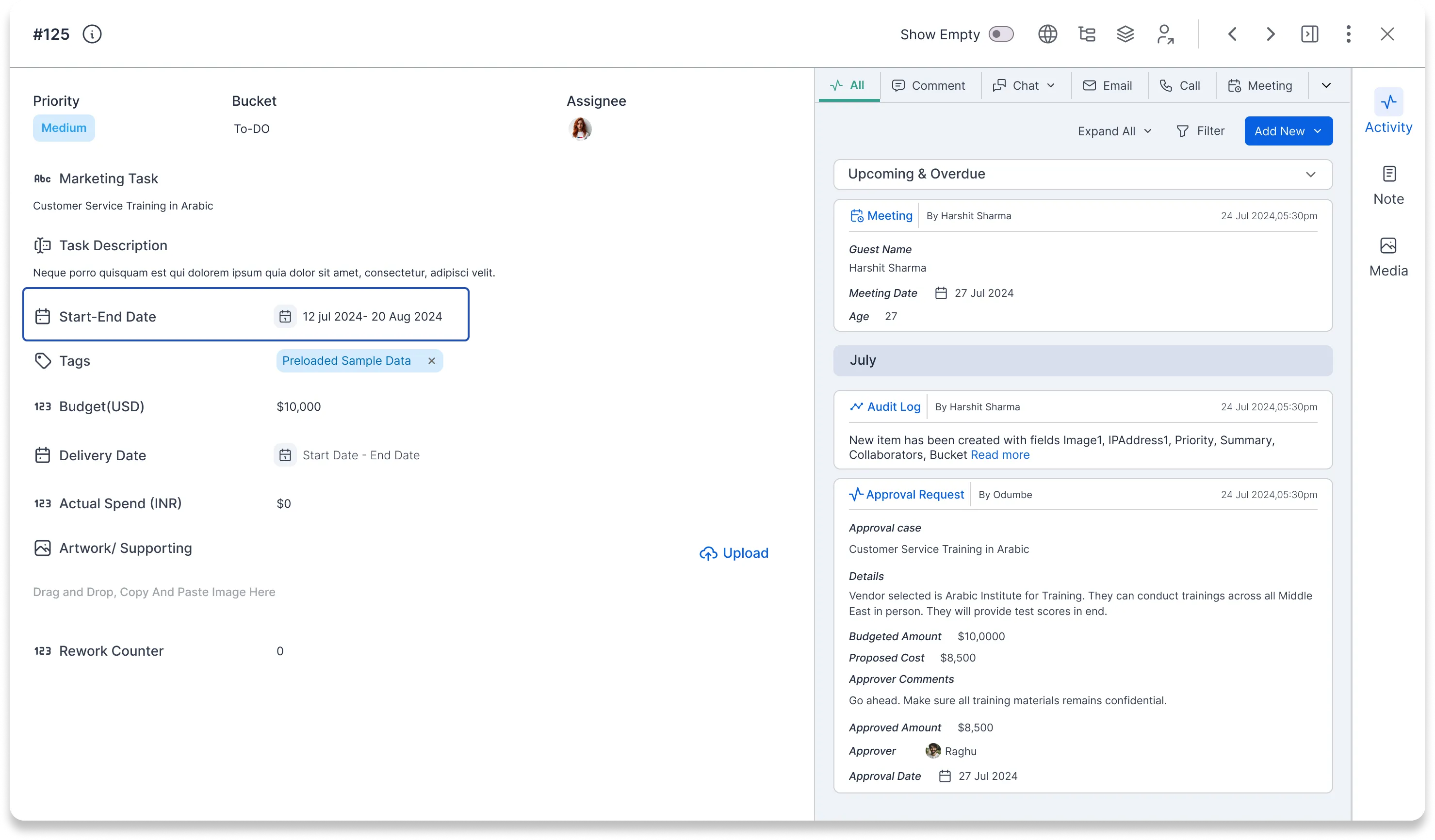 A Pronnel Item Card with Start and End Dates vs  Trello.