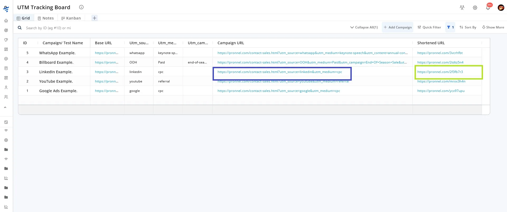 Track your shortened links in a software program like Pronnel every time you create one.