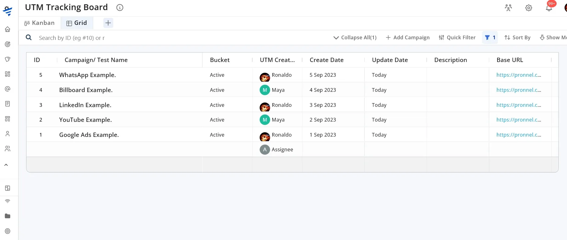 UTM Tracking Template. Keep a track of all the UTM's created by your team. An additional advantage is that you can share the naming convention in this Notes Feature of this Template.