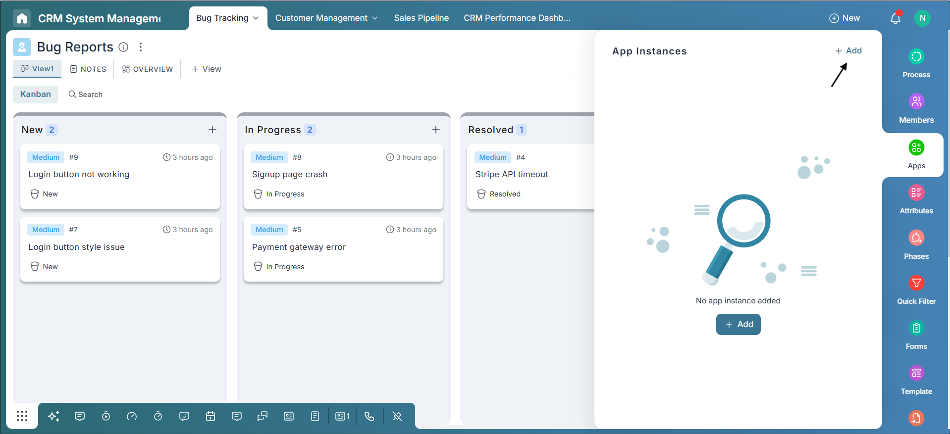 Add App Instance in Settings