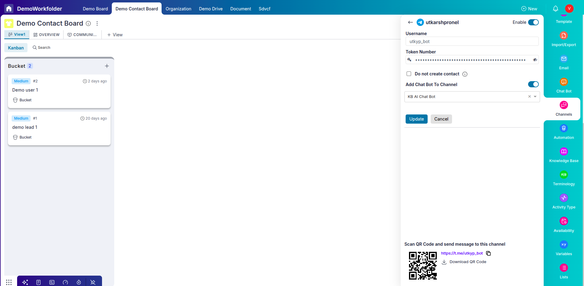 Test your bot from the preview chat window