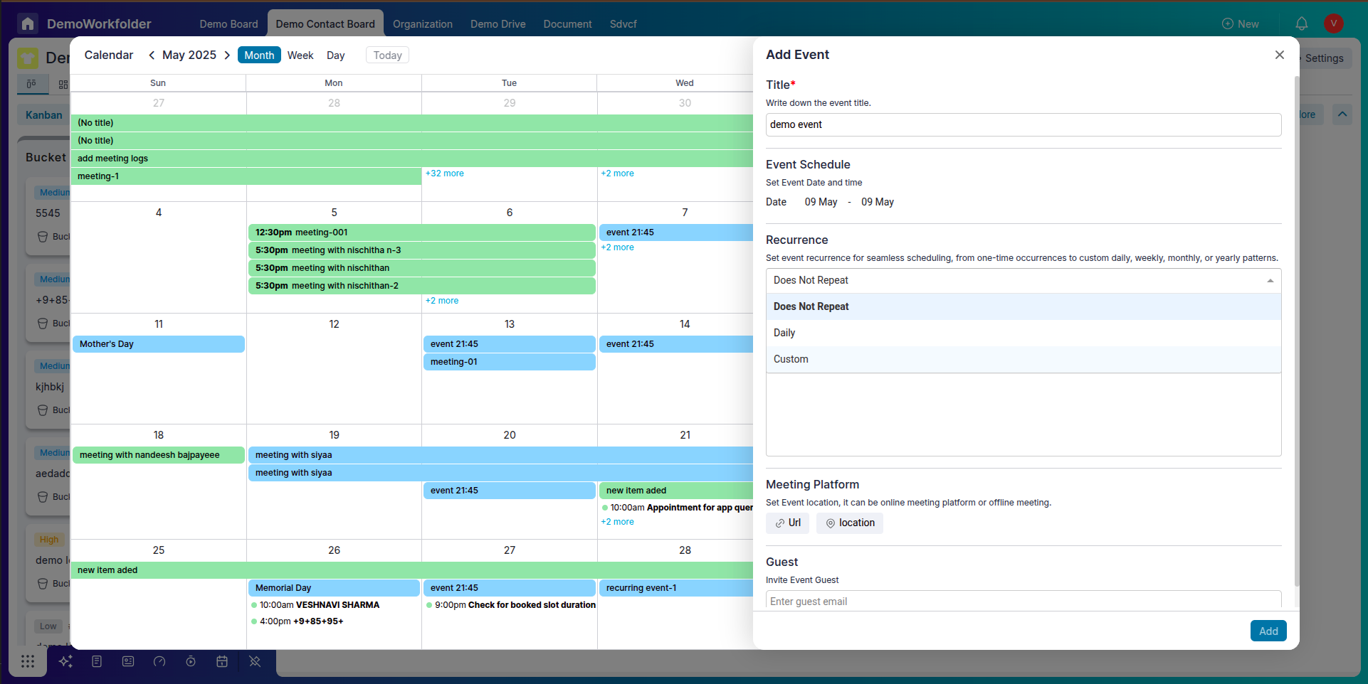 Create calendar event