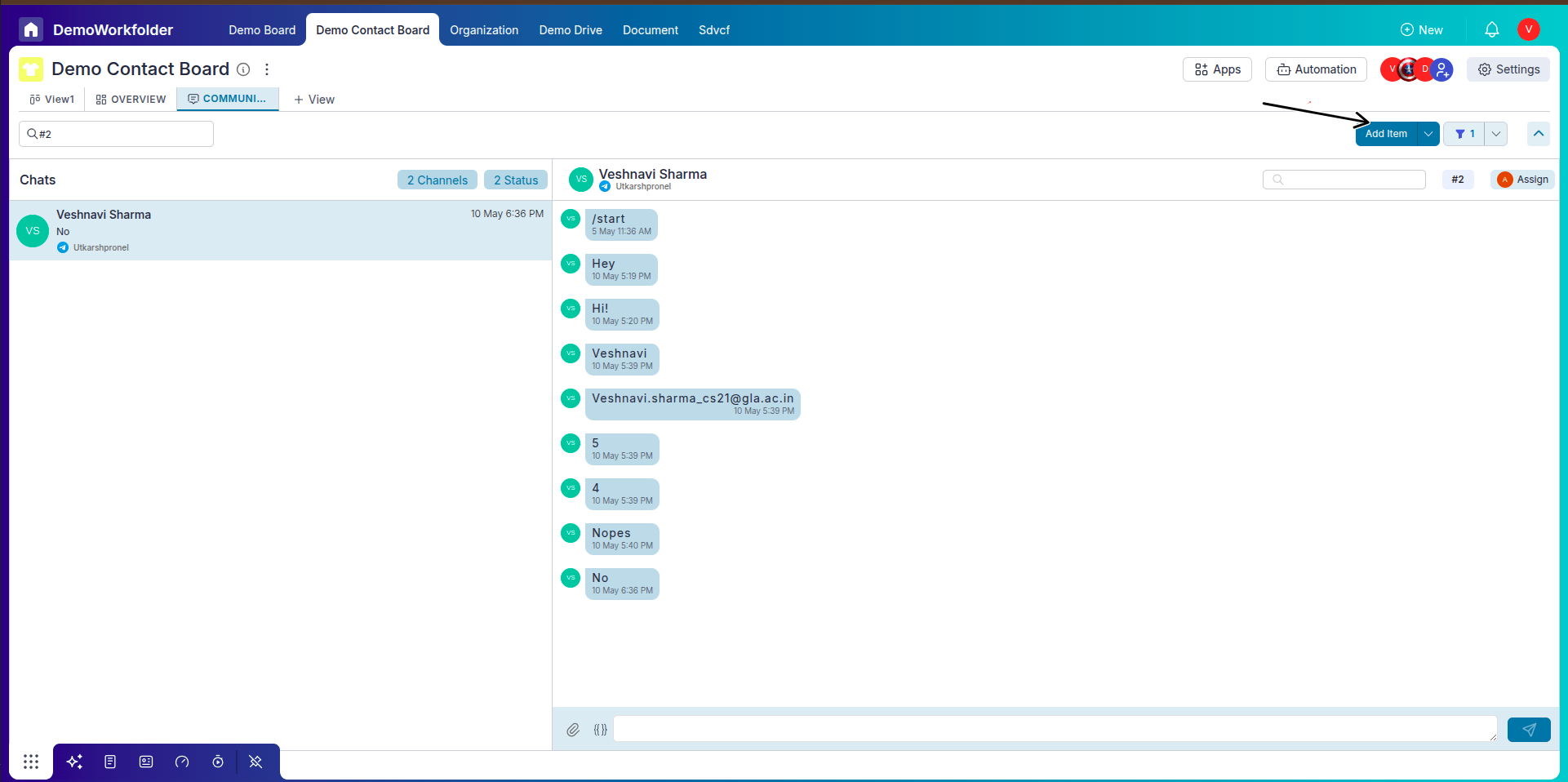 Add a new lead while staying in Communication View.