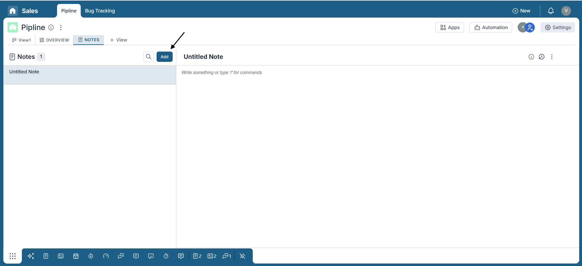 How to add and edit a new note in Notes view in Pronnel