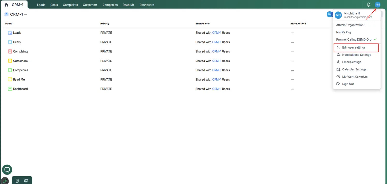 AI Calling entry point in Pronnel navigation