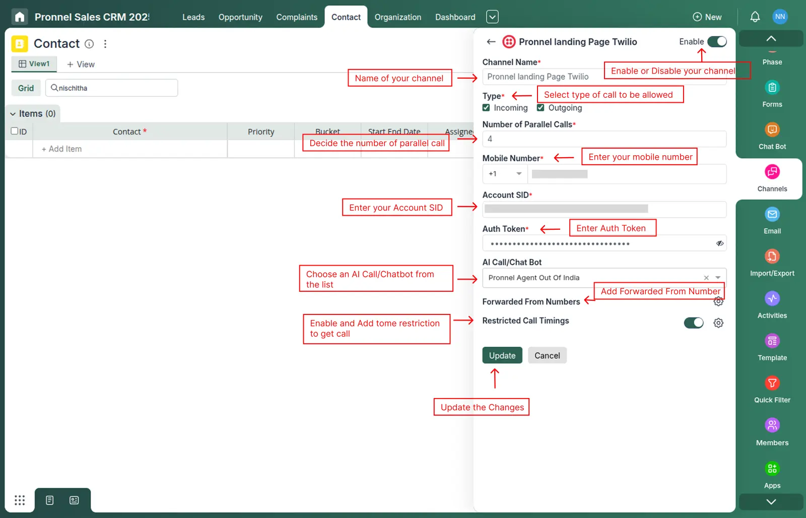 Twilio SIP integration with AI Calling in Pronnel