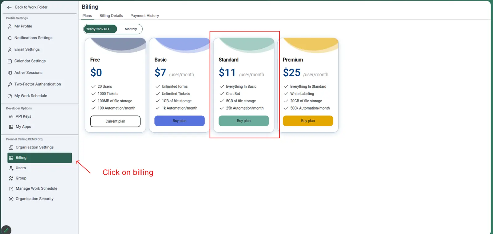 AI Calling entry point in Pronnel navigation