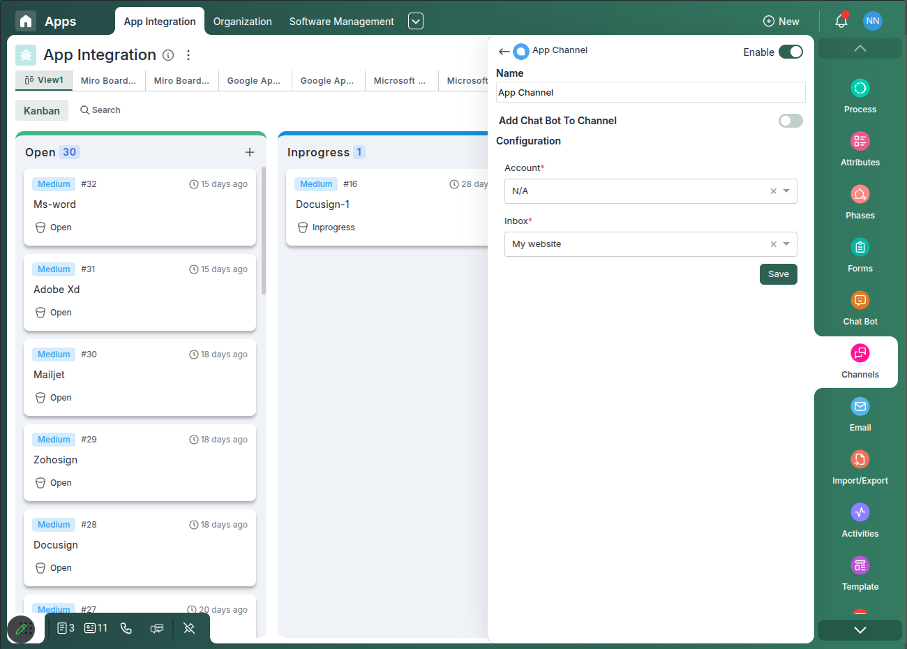 Connect the chatbot to the live chat/chatwoot instance