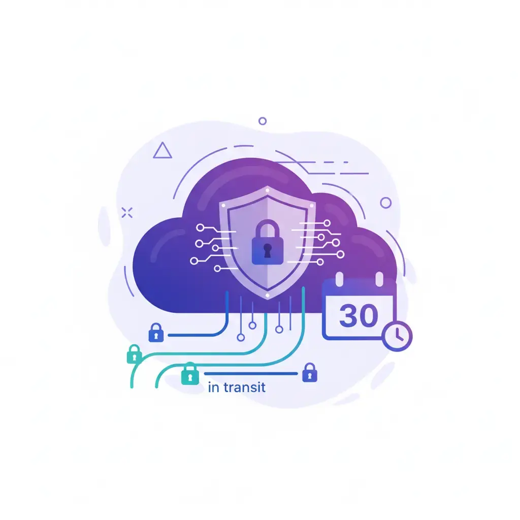 Encrypted storage and retention settings.