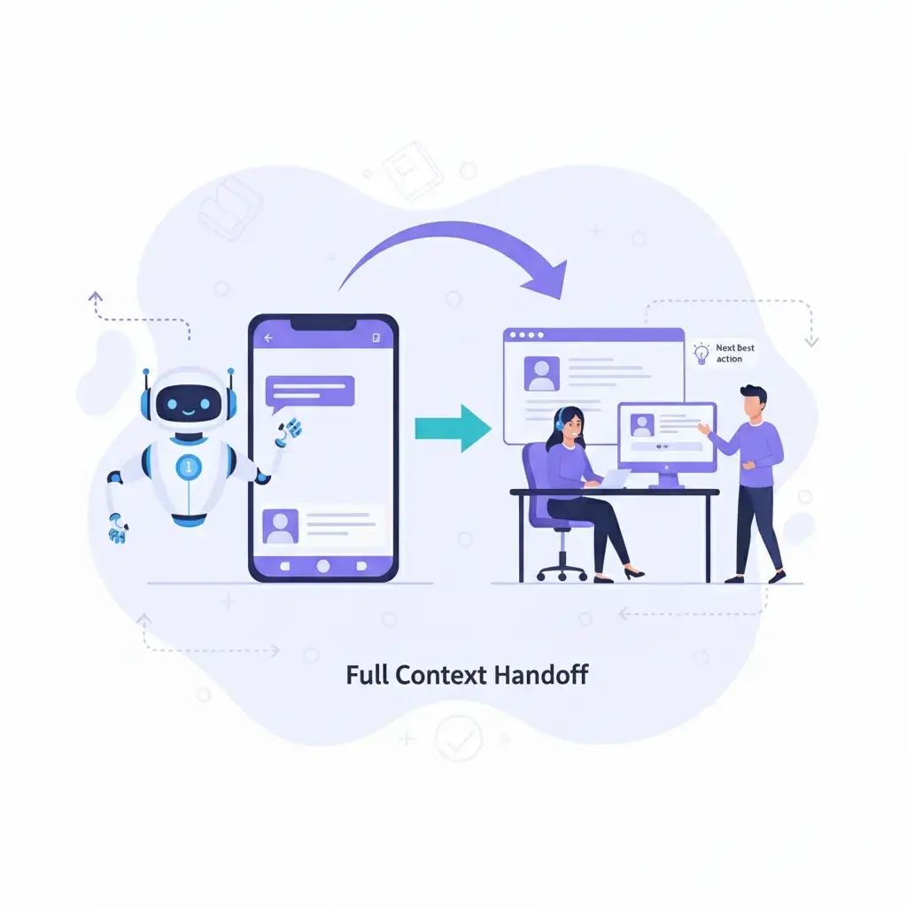 Handoff from AI to agent with context.