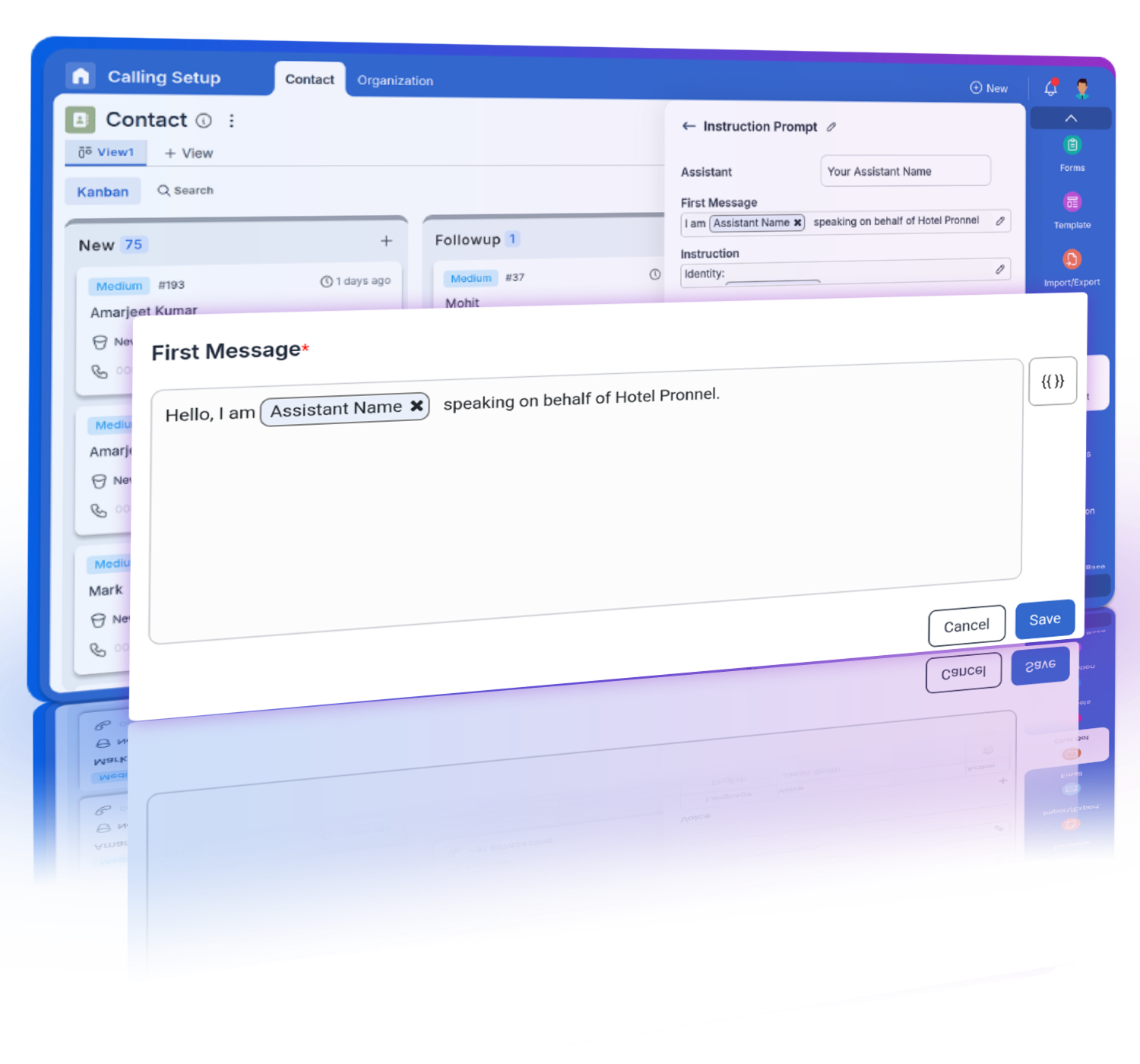 Build the first message and instructions with variables.