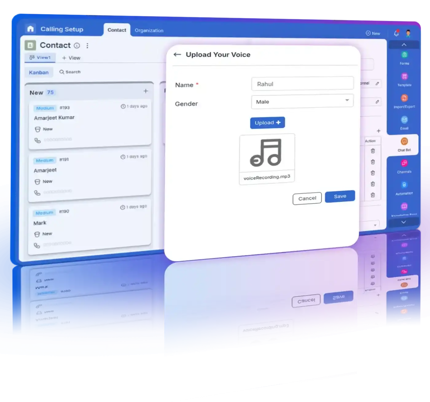 Upload documents or add website links to build knowledge base.
