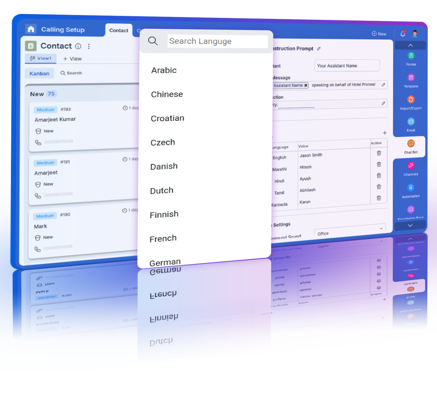 Language detection, voice selection and localized call flow.