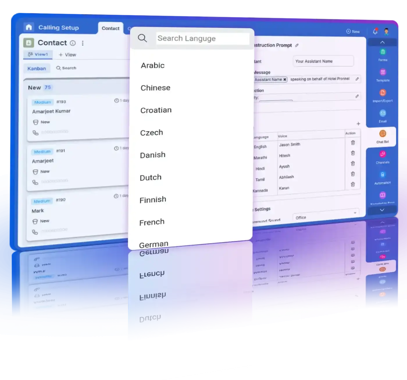 Language detection, voice selection and localized call flow.