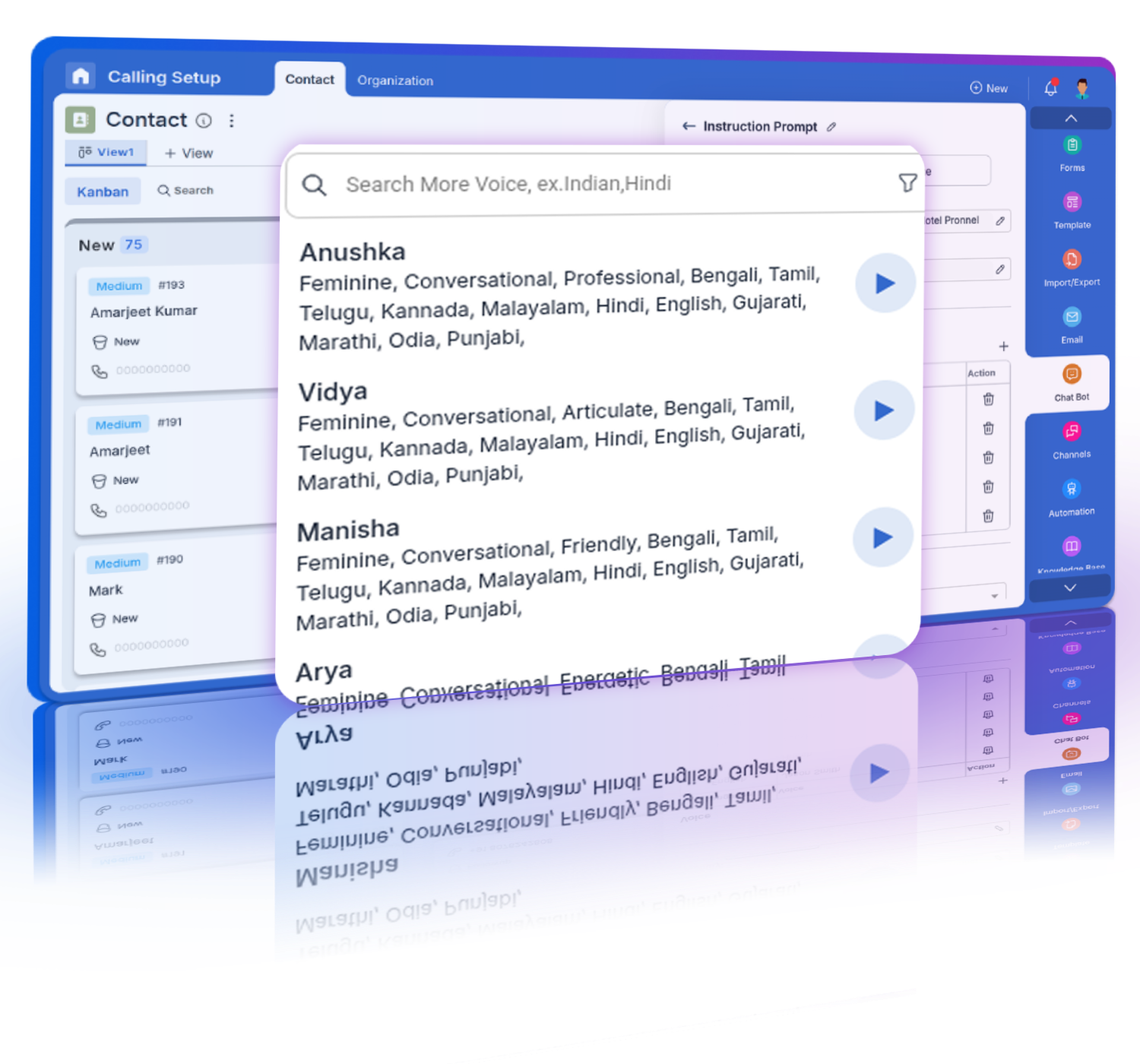 Extensive voice library with 100+ options for different use cases.