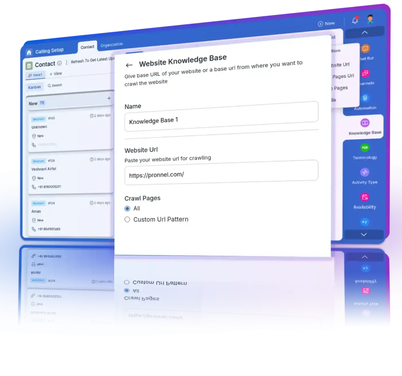 Crawl website pages with custom URL patterns or all pages.
