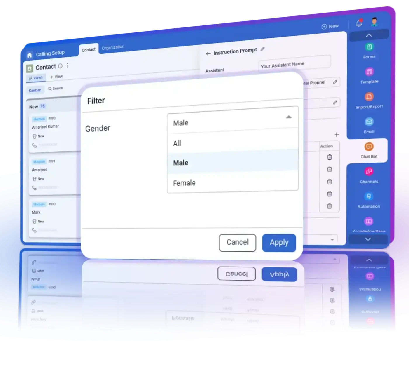 Female and male voice options for diverse customer interactions.