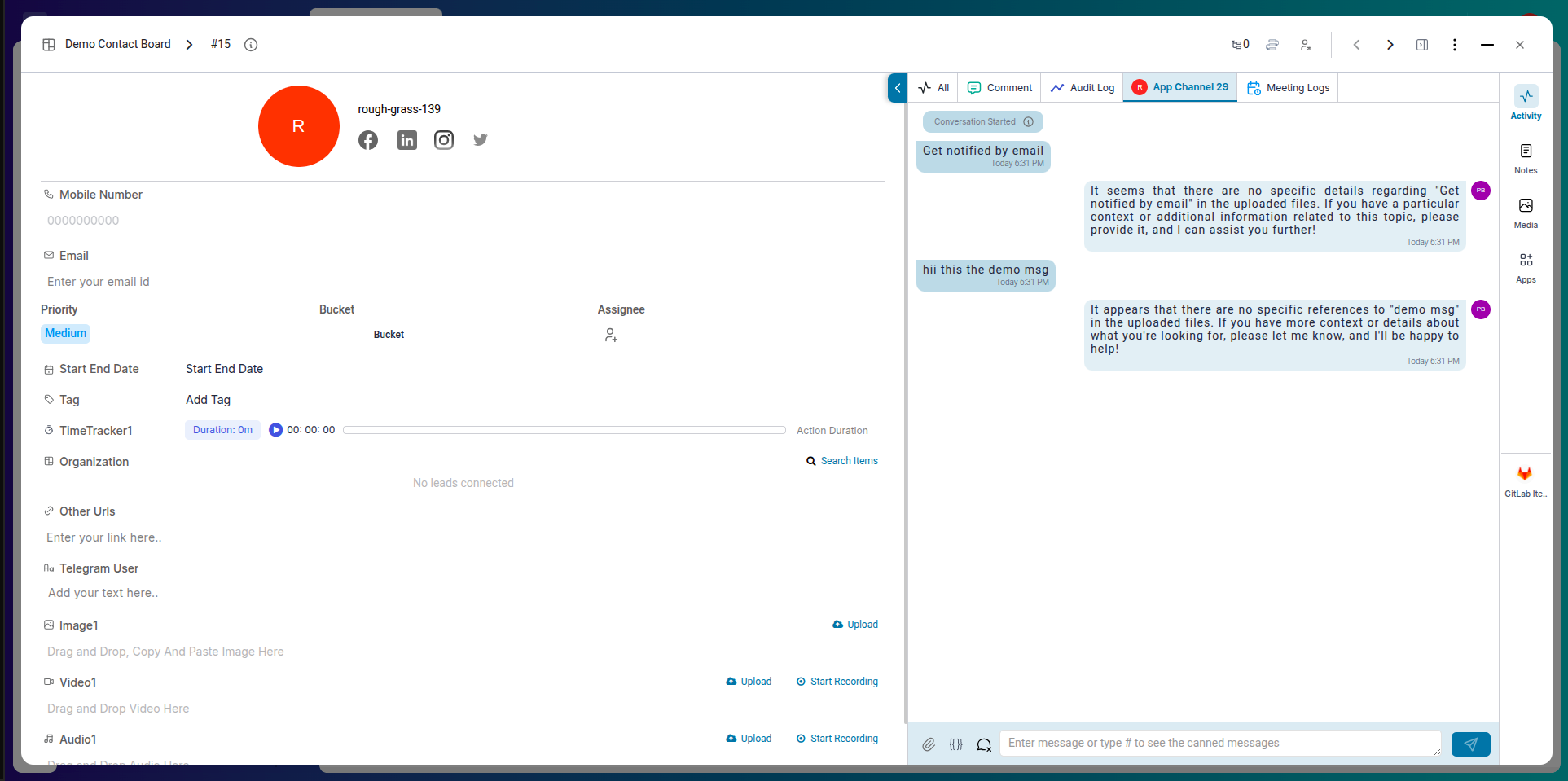 Access Communication View inside item