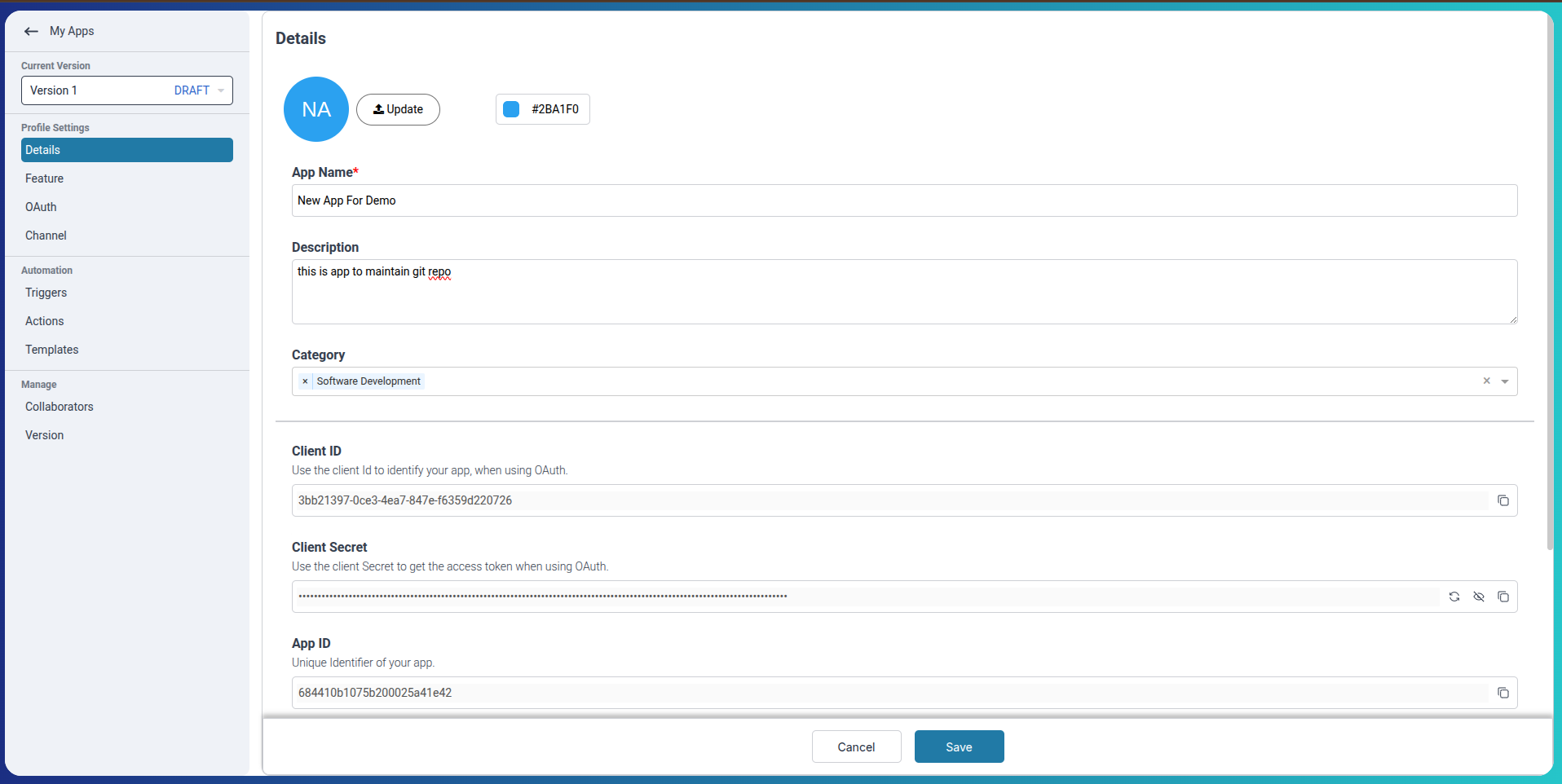 App Details Form