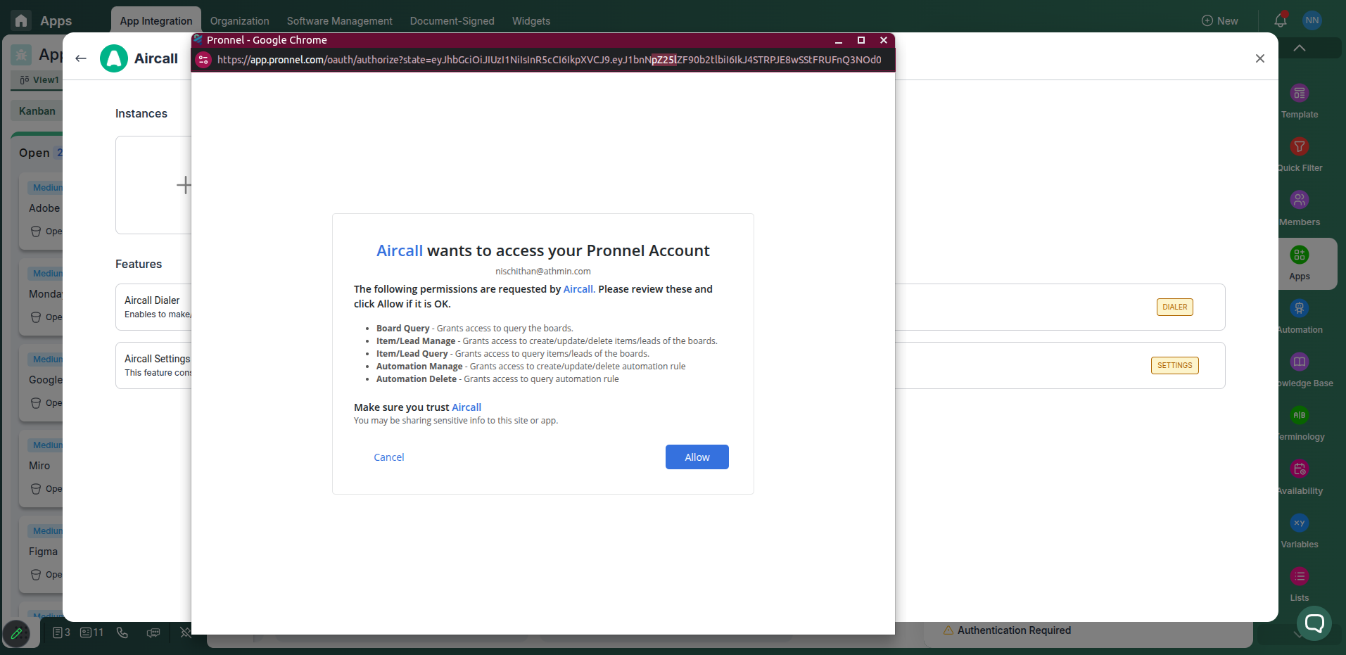 Aircall authorization