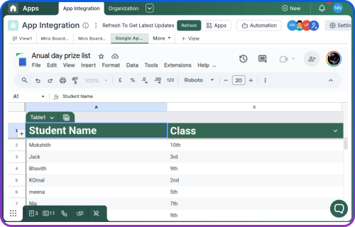 Google Docs & Sheets View