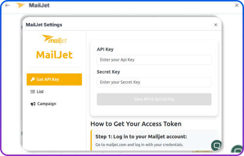 Mailjet Dashboard Integration