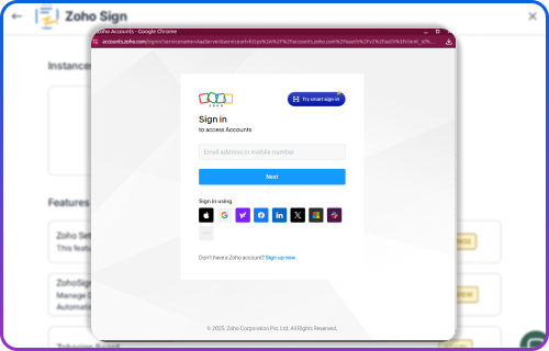 Zoho Sign Dashboard Integration