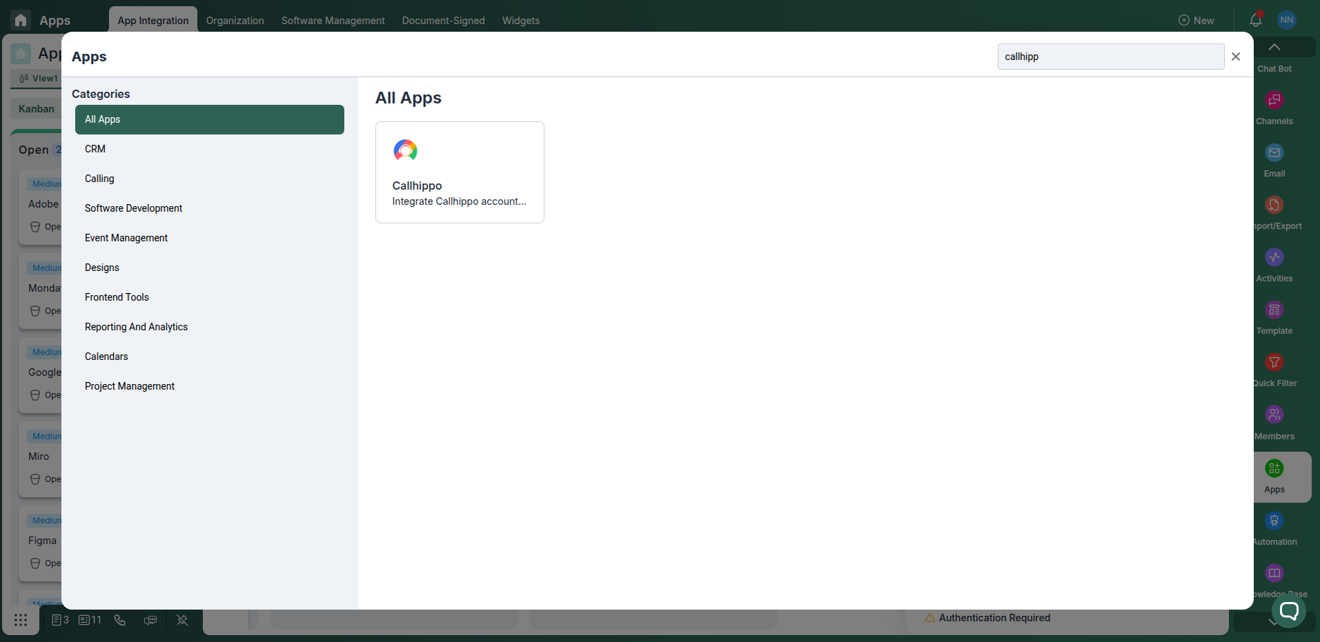 CallHippo integration card