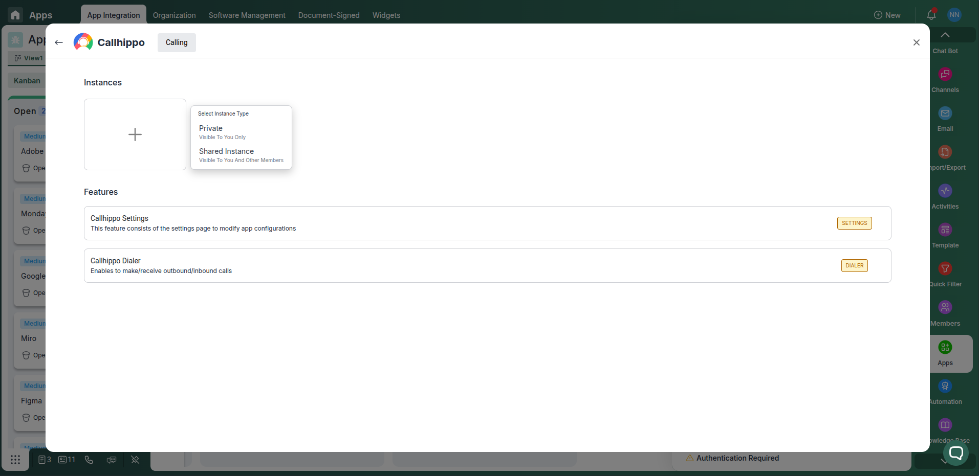 CallHippo integration card