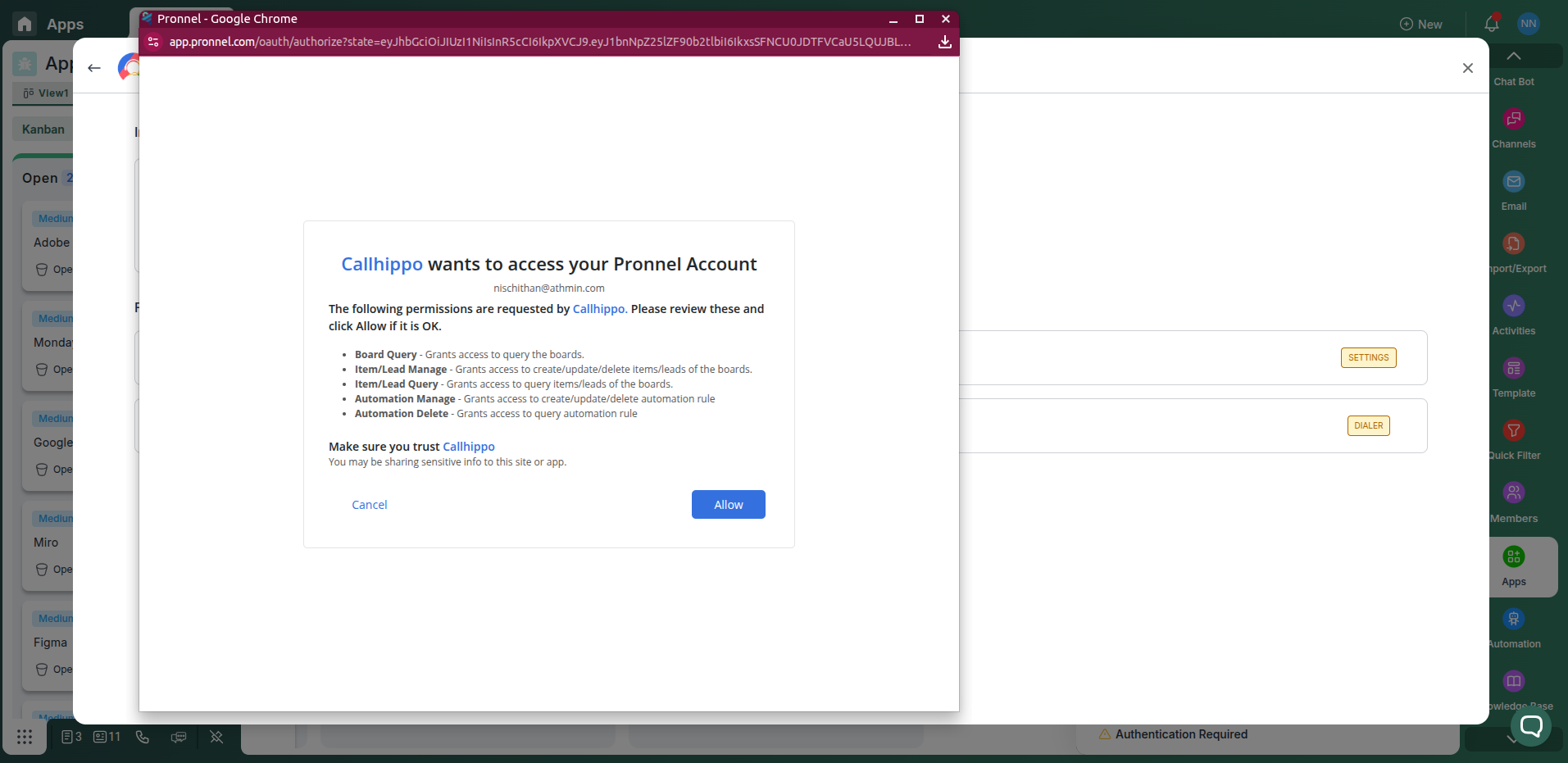 CallHippo authorization