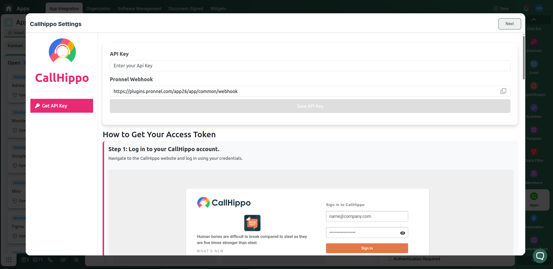 CallHippo integration card