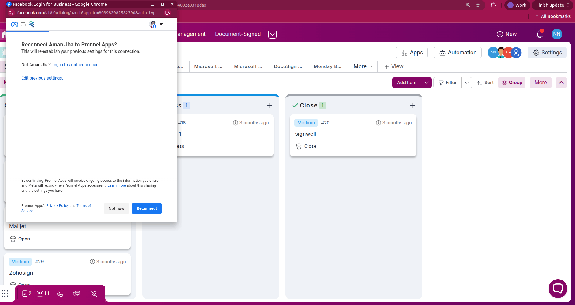 Apps section in Pronnel