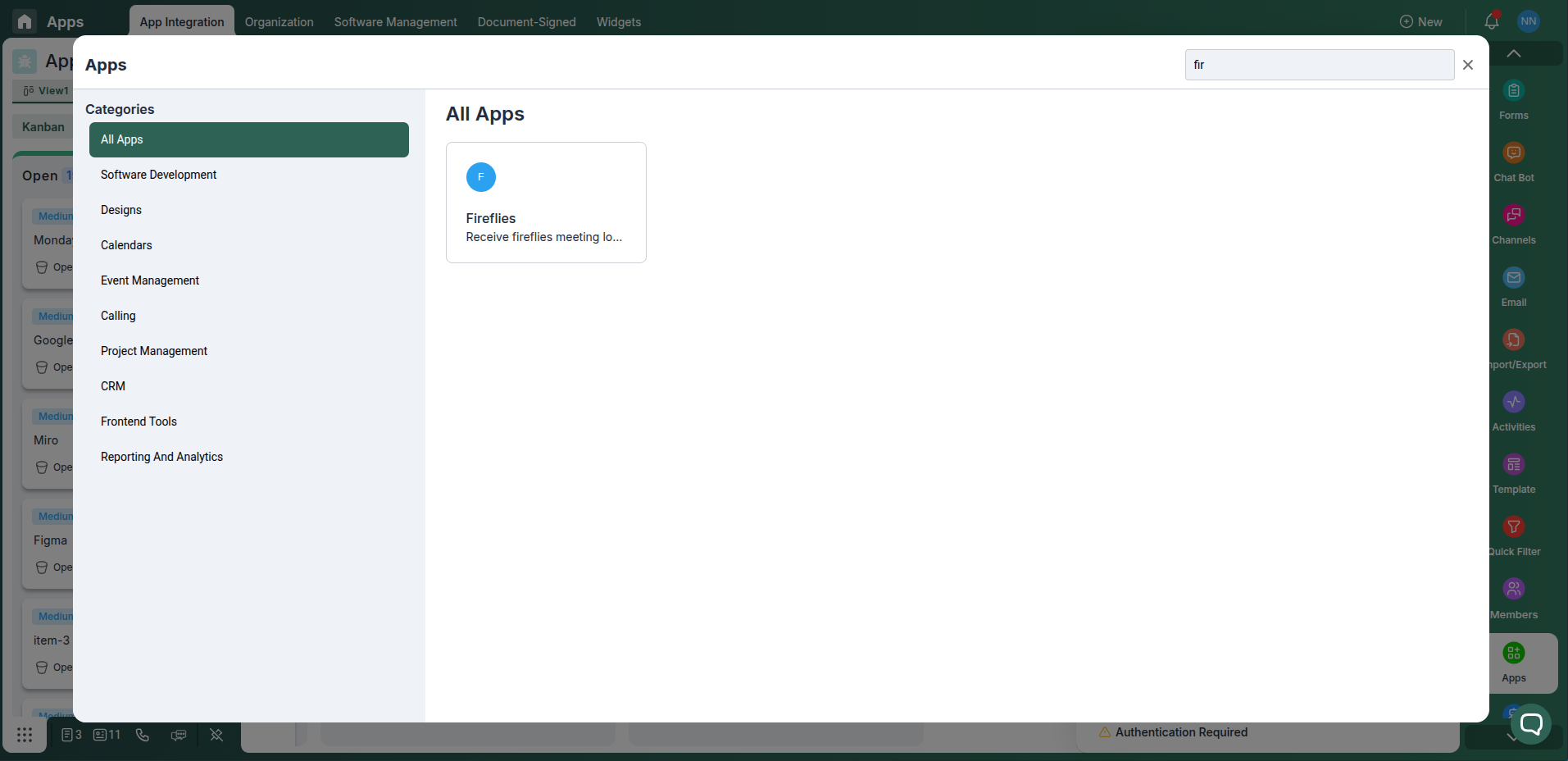 Fireflies integration card