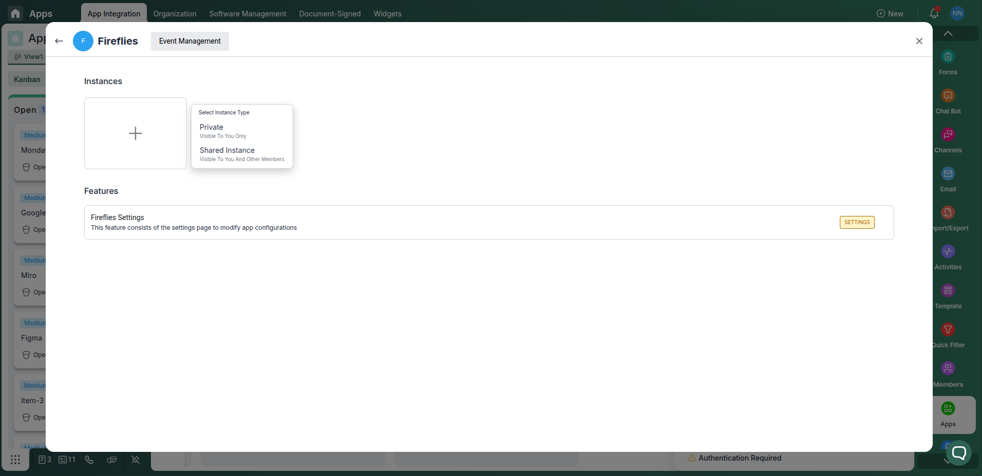Fireflies integration card