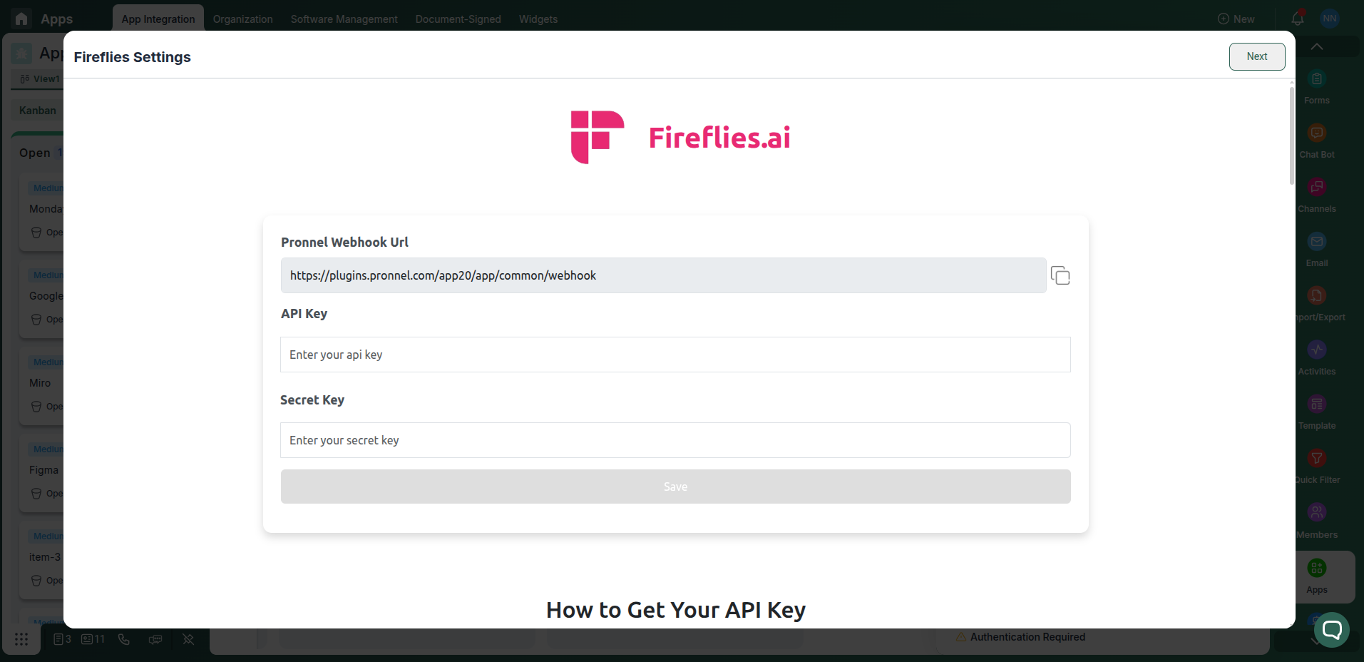 Integrate Fireflies with Pronnel