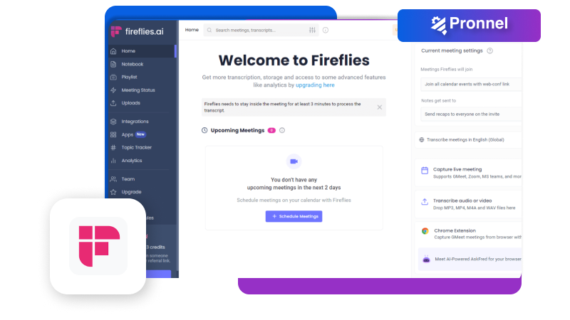 Pronnel Fireflies Integration - Connect Fireflies Meeting Notes to Pronnel CRM Platform