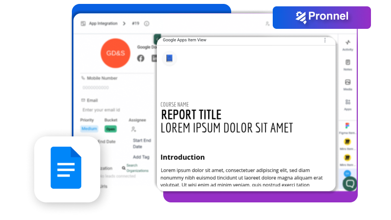 Google Docs & Sheets Integration with Pronnel