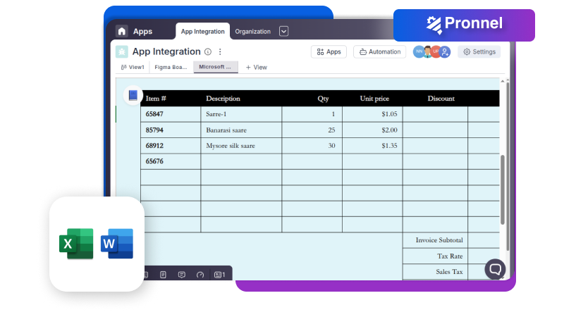 Microsoft Word & Excel Integration with Pronnel