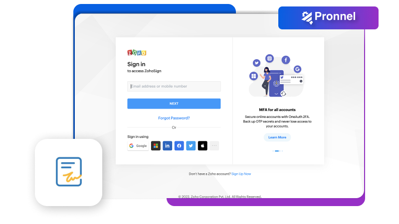 Pronnel Zoho Sign Integration - Connect Zoho Sign to Pronnel CRM Platform
