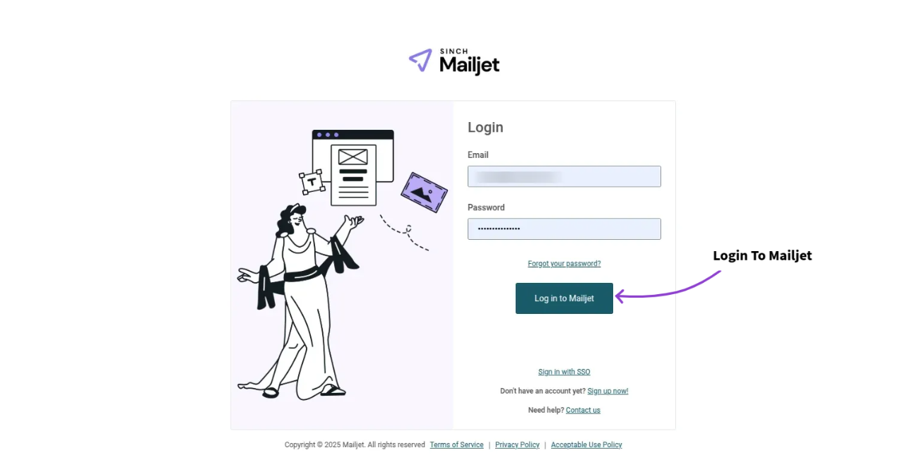 Configure Mailjet in a view