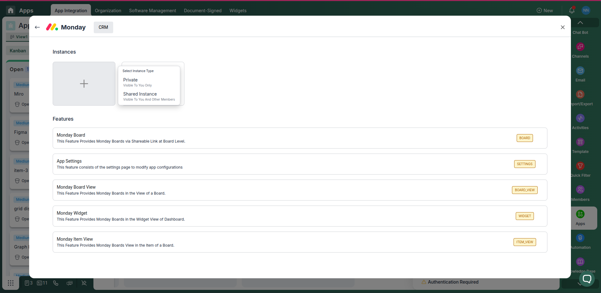 monday.com integration card