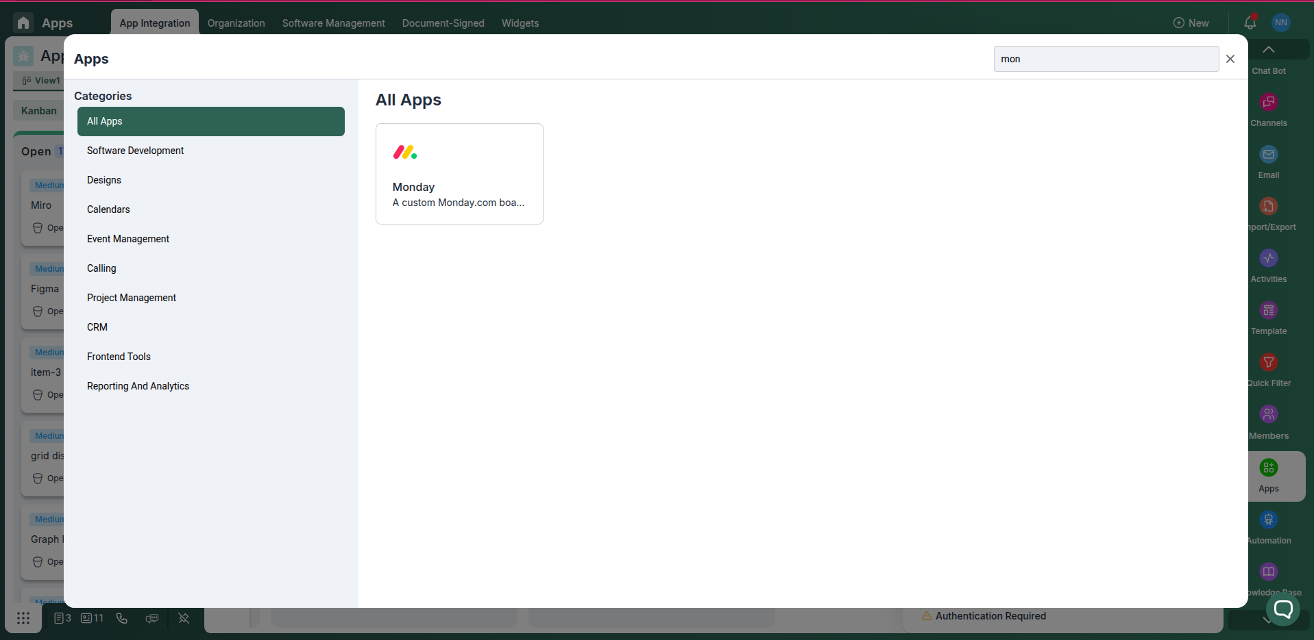 monday.com integration card