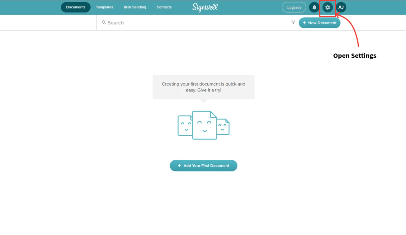 Navigate to API settings in SignWell
