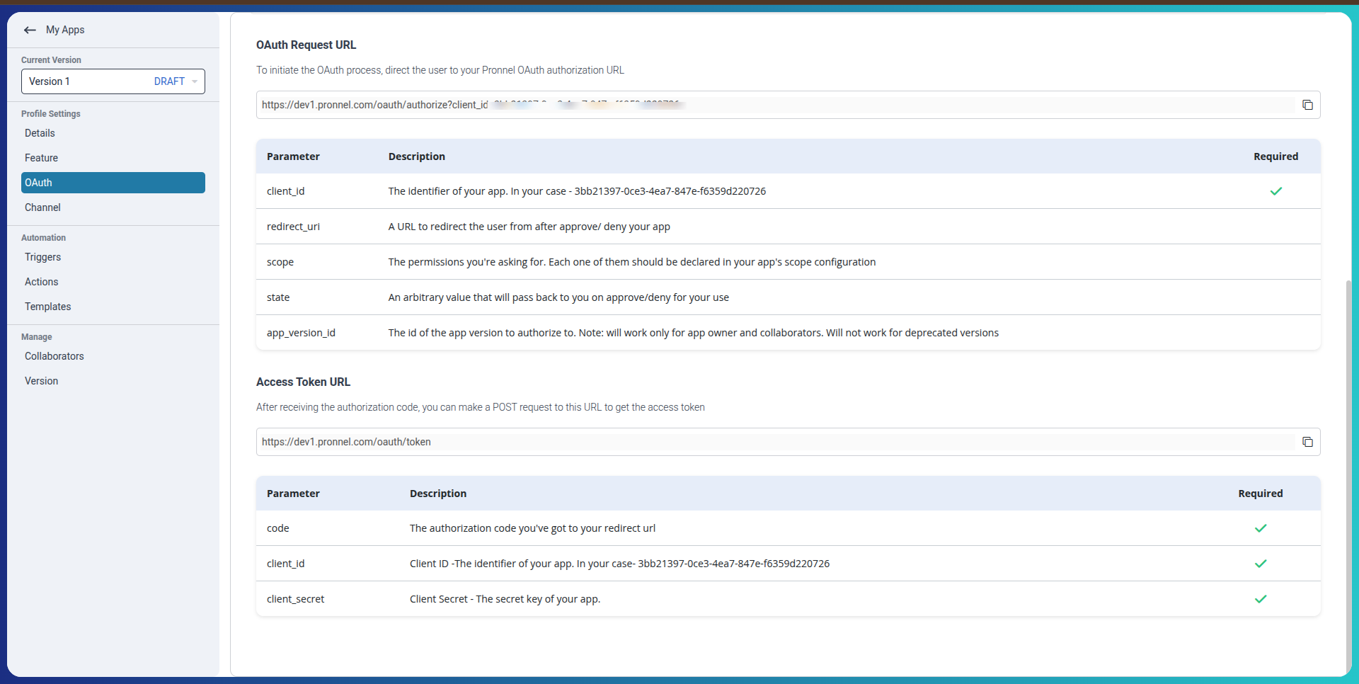 OAuth Configuration Fields